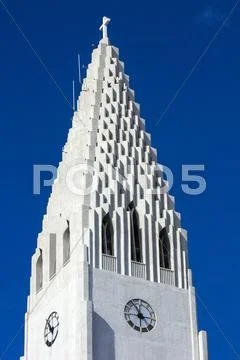 Hallgrimskirkja spire Stock Photos