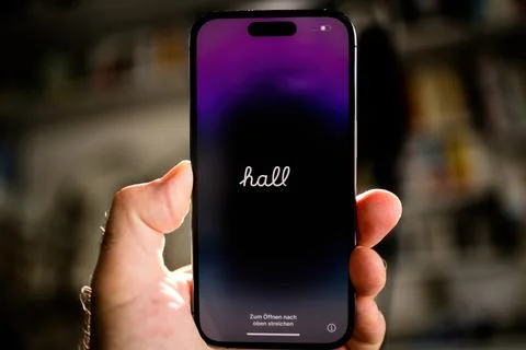 Hallo Text on iPhone 15 Pro Stock Photos
