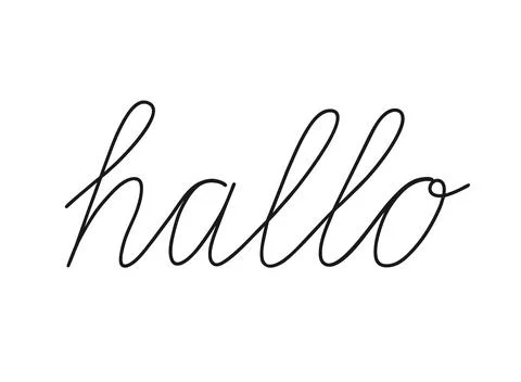 Hallo write calligraphy word, continuous line drawing. Greeting, hello on German Stock Illustration