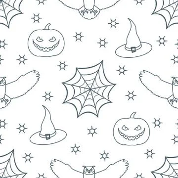 Halloween 2019 vector seamless pattern. Stock Illustration