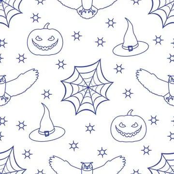 Halloween 2019 vector seamless pattern. Illustrazione stock