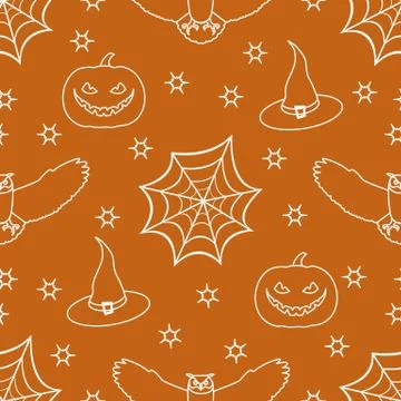 Halloween 2019 vector seamless pattern. Illustrazione stock