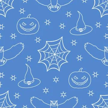 Halloween 2019 vector seamless pattern. Stock Illustration