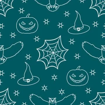 Halloween 2019 vector seamless pattern. 스톡 일러스트