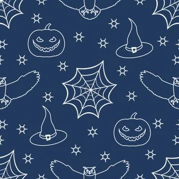 Halloween 2019 vector seamless pattern. Stock Illustration