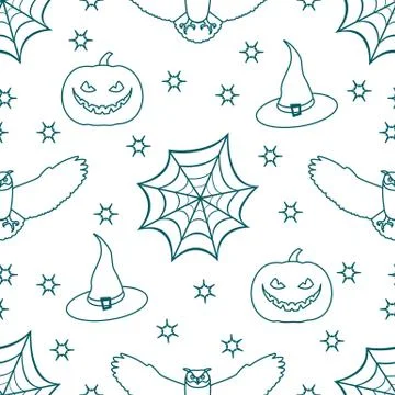 Halloween 2019 vector seamless pattern. Stock Illustration
