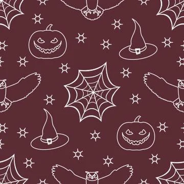 Halloween 2019 vector seamless pattern. Stock Illustration