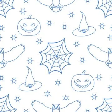 Halloween 2019 vector seamless pattern. Stock Illustration