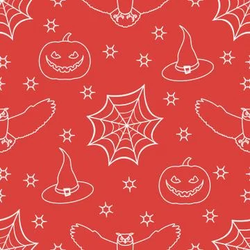 Halloween 2019 vector seamless pattern. Stock Illustration