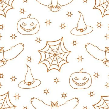 Halloween 2019 vector seamless pattern. Illustrazione stock