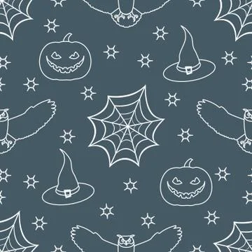 Halloween 2019 vector seamless pattern. Illustrazione stock