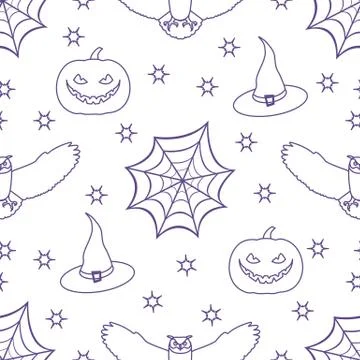 Halloween 2019 vector seamless pattern. Illustrazione stock