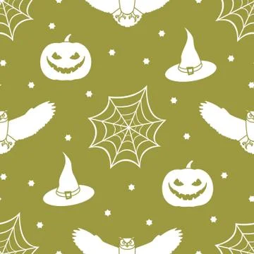 Halloween 2019 vector seamless pattern. Illustrazione stock