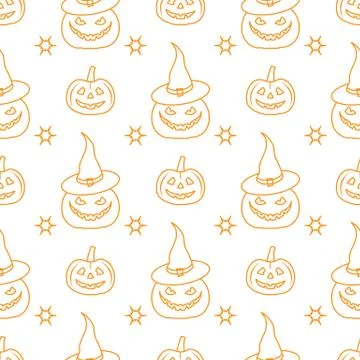 Halloween 2019 vector seamless pattern. Pumpkins. Stock Illustration