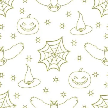 Halloween 2019 vector seamless pattern. Illustrazione stock