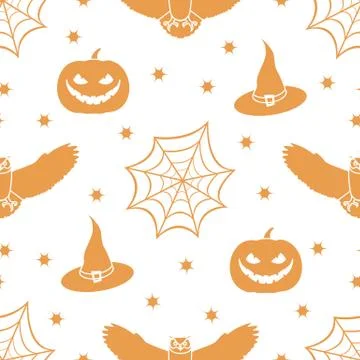 Halloween 2019 vector seamless pattern. Illustrazione stock