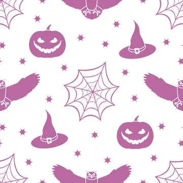 Halloween 2019 vector seamless pattern. Illustrazione stock