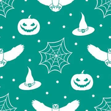 Halloween 2019 vector seamless pattern. Illustrazione stock
