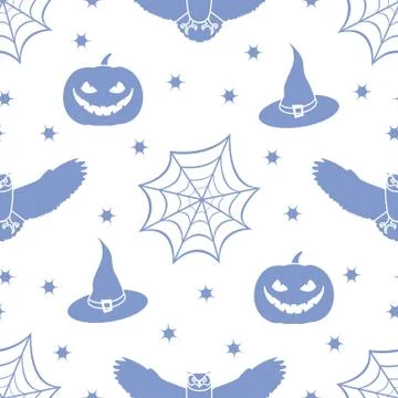 Halloween 2019 vector seamless pattern. Illustrazione stock