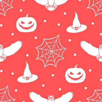 Halloween 2019 vector seamless pattern. Stock Illustration