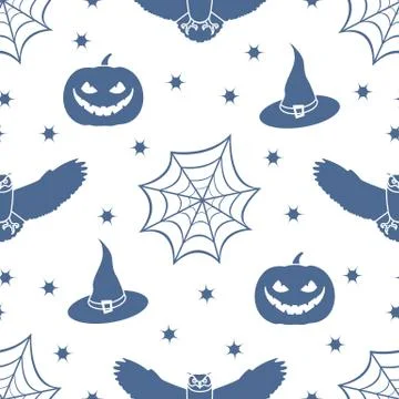 Halloween 2019 vector seamless pattern. 스톡 일러스트