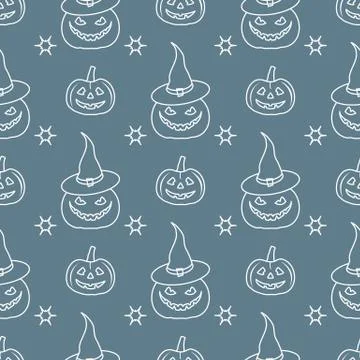 Halloween 2019 vector seamless pattern. Pumpkins. Stock Illustration