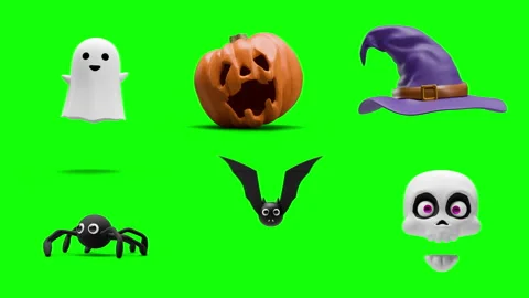 Halloween 3d loop animation collection. Green screen and alpha channel. Stock Footage 317719086