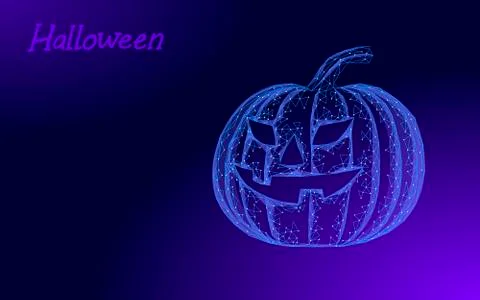 Halloween 3D pumpkin Jack technology modern concept. Geek holiday party scary Stock-Illustration