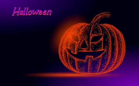 Halloween 3D pumpkin Jack technology modern concept. Geek holiday party scary 库存插图