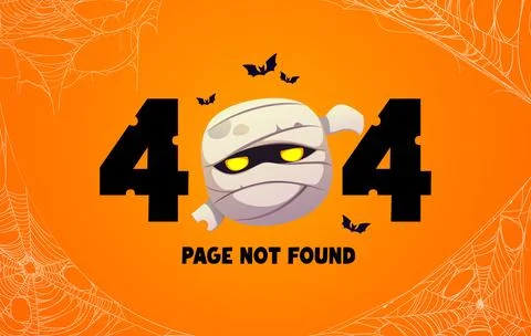 Halloween 404 page not found with mummy head Stock Illustration