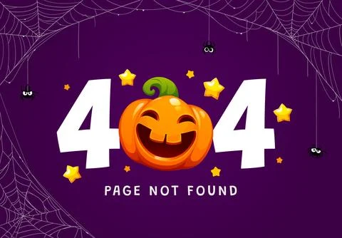 Halloween 404 page screen, vector page not found Stock Illustration
