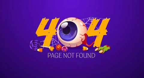 Halloween 404 page. Spooky vector error screen Ilustração Stock