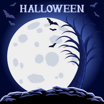 Halloween abstract background with moon and scary tree. Halloween Party Stock Illustration