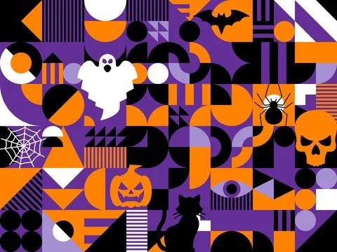 Halloween abstract modern geometric vector pattern Illustrazione stock