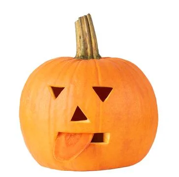 Halloween accessory empty pumpkin in the form of a face isolate on a white Stock Photos