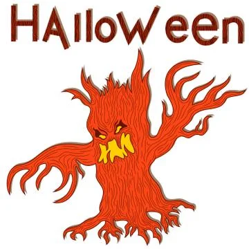 Halloween aggressive twisted tree イラスト素材