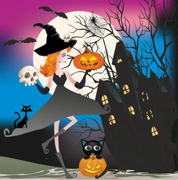 Halloween and witch Stock Illustration