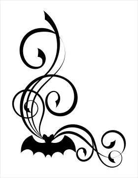 Halloween angle border with bat silhouette and swirl pattern Illustrazione stock