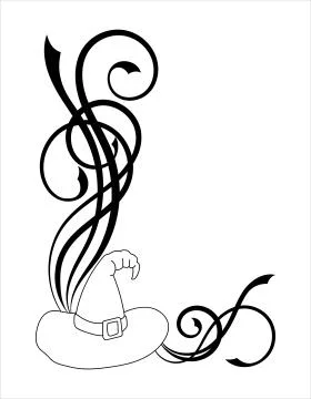 Halloween angle border with witch hat and swirl pattern Stock Illustration