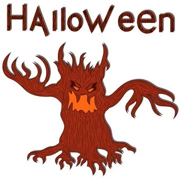 Halloween angry evil twisted tree Stock Illustration