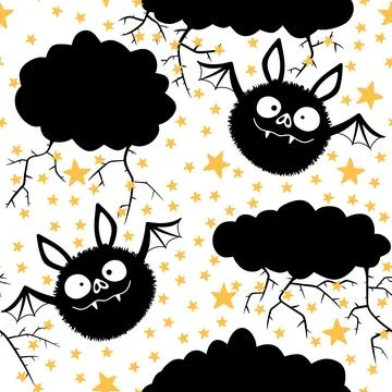 Halloween animals seamless bats vampire pattern for wrapping paper and fabric Illustrazione stock