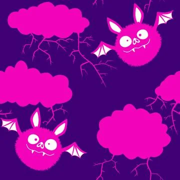 Halloween animals seamless bats vampire pattern for wrapping paper and fabric Illustrazione stock