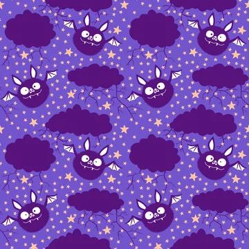 Halloween animals seamless bats vampire pattern for wrapping paper and fabric Illustrazione stock