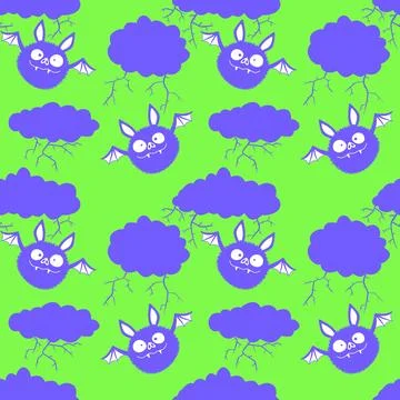 Halloween animals seamless bats vampire pattern for wrapping paper and fabric Illustrazione stock