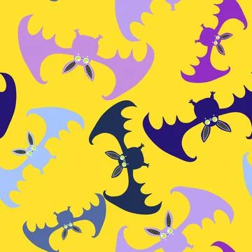 Halloween animals seamless bats vampire pattern for wrapping paper and fabric Stock Illustration