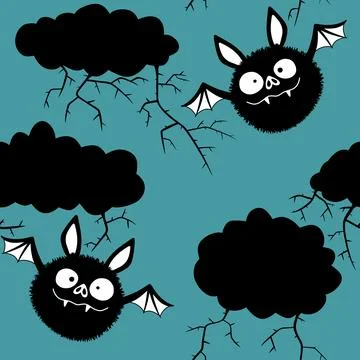 Halloween animals seamless bats vampire pattern for wrapping paper and fabric Illustrazione stock