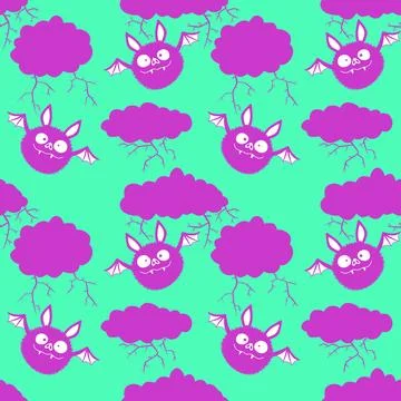 Halloween animals seamless bats vampire pattern for wrapping paper and fabric Illustrazione stock