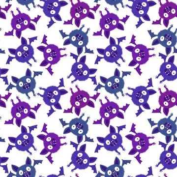 Halloween animals seamless bats vampire pattern for wrapping paper and fabric Stock Illustration