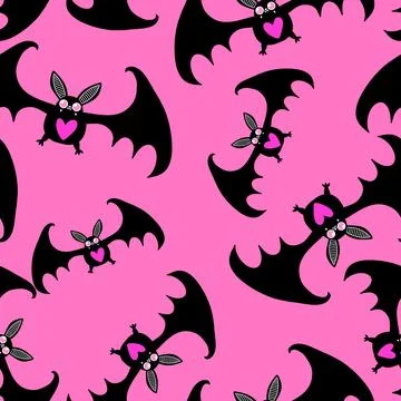 Halloween animals seamless bats vampire pattern for wrapping paper and fabric Stock Illustration