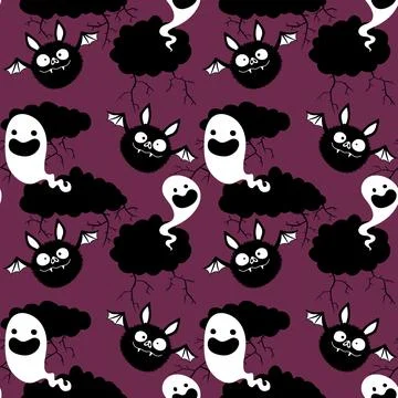 Halloween animals seamless bats vampire pattern for wrapping paper and fabric Stock Illustration
